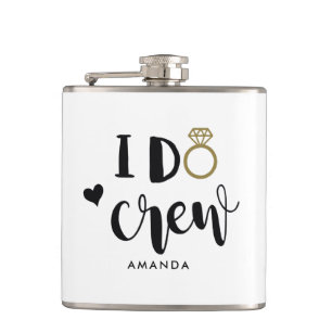 Bridesmaid I Do Crew Black and White Hip Flask