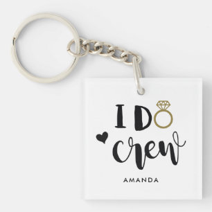Bridesmaid I Do Crew Black and White Key Ring