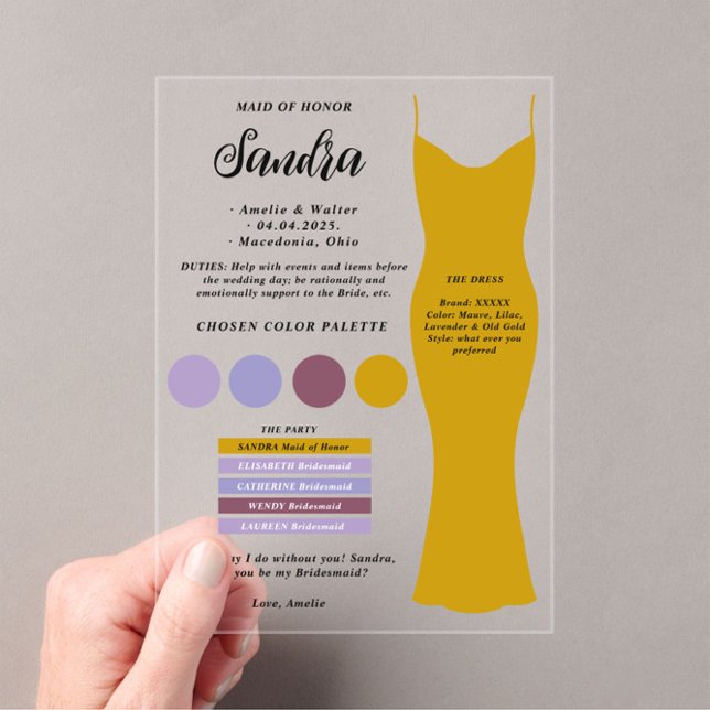 Bridesmaid info card Proposal  Acrylic Invitations (Creator Uploaded)