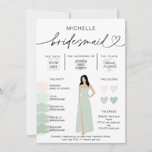 Bridesmaid Info Sage Colour Palette Infographic In Invitation