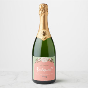 Bridesmaid invitation Bubbly Champagne Prosecco Sparkling Wine Label