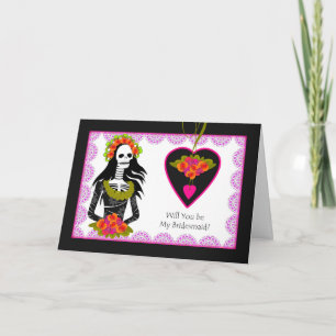 Bridesmaid Invitation, Dia de los Muertos Wedding Invitation
