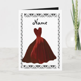 BRIDESMAID Invitation - MAROON Leaf Gown