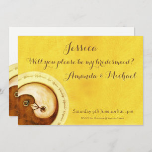 BRIDESMAID INVITE gold doves customizable