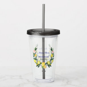 Bridesmaid Lemon Blue Italian Bridal Shower Name  Acrylic Tumbler