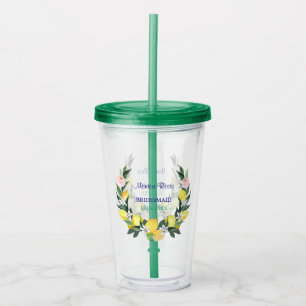 Bridesmaid Lemon Blue Italian Bridal Shower Name Acrylic Tumbler