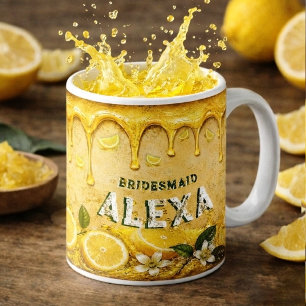 Bridesmaid Lemon Wedding Favour Retro Typography Coffee Mug