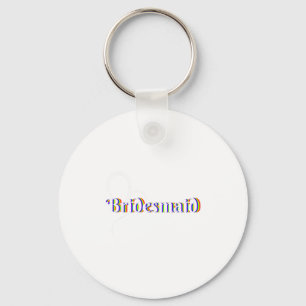 Bridesmaid Lgbt Heart Rainbow Pride Bachelorette P Key Ring
