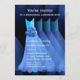 Bridesmaid Luncheon Blue Dresses V11 Invitation
