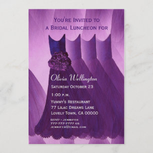 Bridesmaid Luncheon or Brunch Purple Dresses Invitation