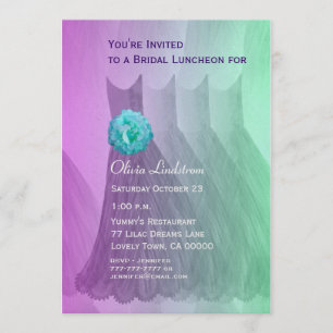 Bridesmaid Luncheon or Brunch Purple Green Dresses Invitation