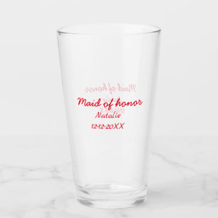 Bridesmaid maid of honour add name date year text glass