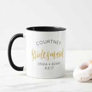 Bridesmaid Maid of Honour FAUX GOLD GLITTER Mug