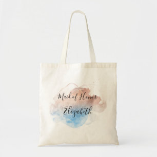 Bridesmaid Maid of Honour Gift Pink Blue Elegant  Tote Bag