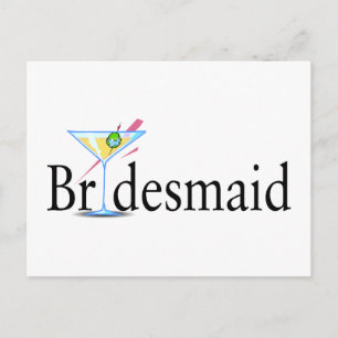 Bridesmaid Martini Black Postcard