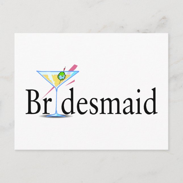 Bridesmaid Martini Black Postcard (Front)