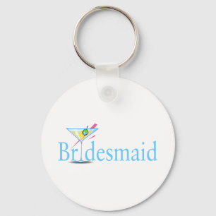 Bridesmaid Martini Blue Key Ring