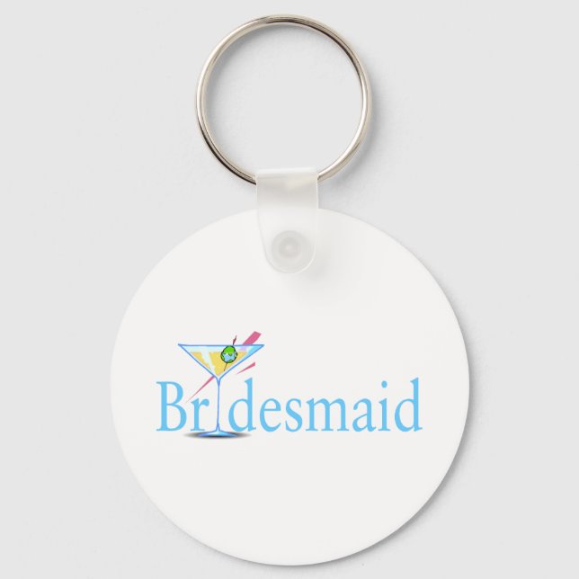Bridesmaid Martini Blue Key Ring (Front)