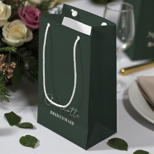 Bridesmaid Minimalist Script Lunar Green Small Gift Bag