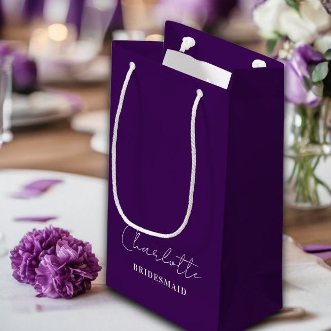 Bridesmaid | Minimalist Script Purple Small Gift Bag (Creator Uploaded)