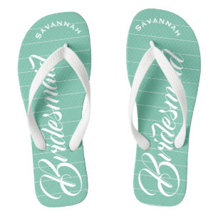 Bridesmaid Mint Or Any Colour Stripes Pattern Thongs