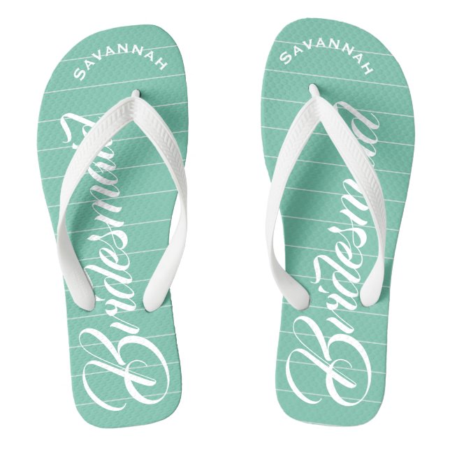 Bridesmaid Mint Or Any Colour Stripes Pattern Thongs (Footbed)