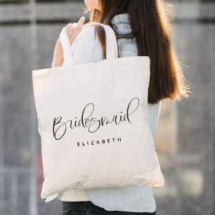Bridesmaid Modern Calligraphy Wedding Tote Bag