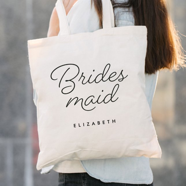 Bridesmaid Modern Calligraphy Wedding Tote Bag (Creator Uploaded)