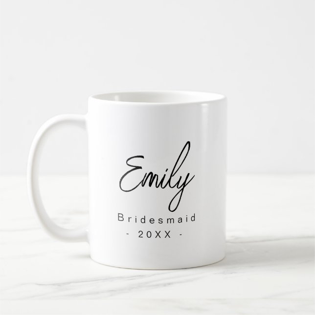 Bridesmaid Modern Elegant Mug Gift | Black White (Left)