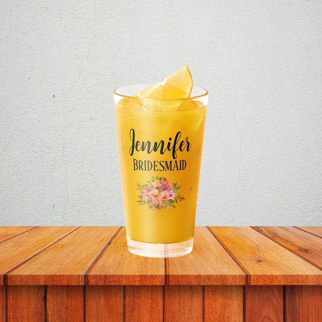 Bridesmaid | Modern Floral Personalised Shot Glass (Creator Uploaded)