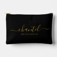 Bridesmaid Modern Gold Script Black