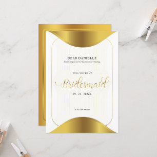 Bridesmaid Modern gold typography gold border Invi Invitation
