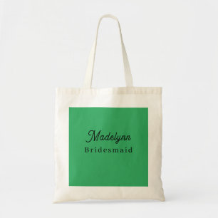Bridesmaid Modern Minimalist Green Tote Bag