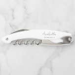 Bridesmaid | Modern Minimalist Script Bachelorette Corkscrew<br><div class="desc">This Bridesmaid custom design features a handwritten script typography. You can easily personalise the name and title or add your custom message! The perfect elegant accessory for a bridesmaid proposal or bachelorette!</div>