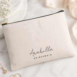 Bridesmaid Modern Minimalist Script Blush Pink Accessory Pouch
