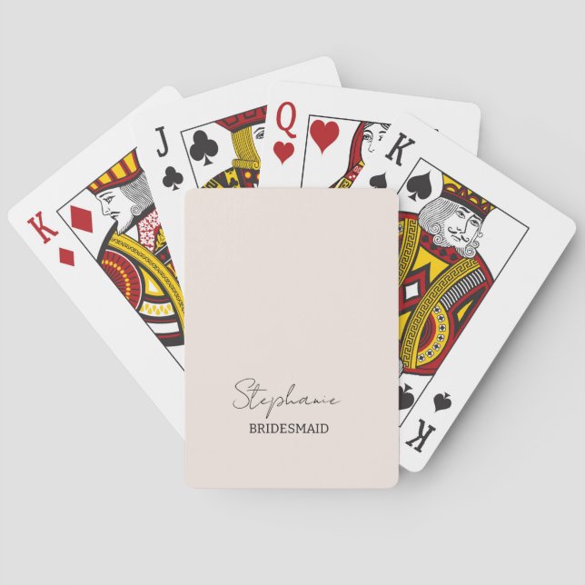 Bridesmaid | Modern Minimalist Script Blush Pink Playing Cards (Back)