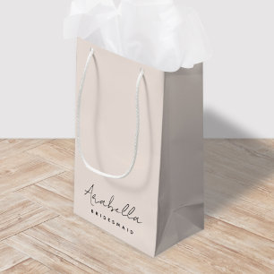 Bridesmaid   Modern Minimalist Script Blush Pink Small Gift Bag