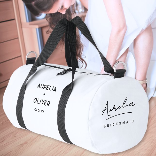 Bridesmaid Modern Minimalist Script Personalised Duffle Bag (Creator Uploaded)