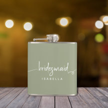 Bridesmaid Modern Minimalist Script Sage Green
