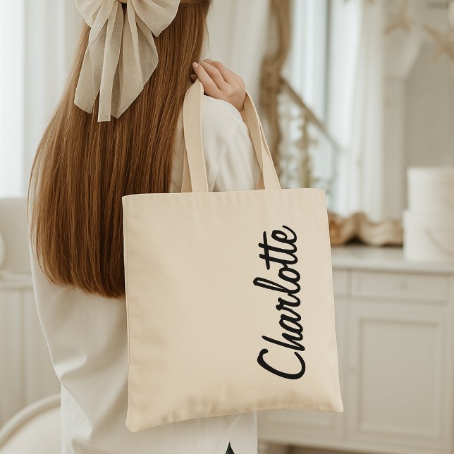 Bridesmaid | Modern Script Bachelorette Party Name Tote Bag (personalized gifts for women, custom bridal shower tote, reusable shopping tote, bridesmaid proposal)