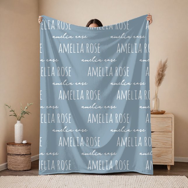 Bridesmaid | Modern Script Blue Wedding Custom Fleece Blanket (Personalized Name Blanket Gift for Newborn Kids Girls, Coworkers, Teachers, Bridesmaid and Couples)