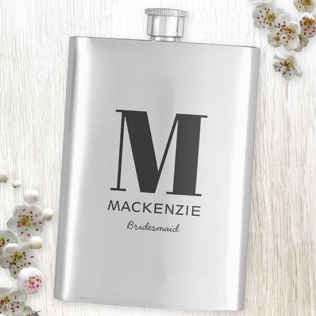 Bridesmaid Monogram Name Hip Flask (Creator Uploaded)