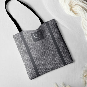 Bridesmaid Monogram Name Initial Luxury Greek Key Tote Bag