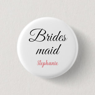 Bridesmaid Monogram Name Pink Custom Wedding 3 Cm Round Badge