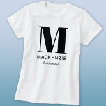 Bridesmaid Monogram Name T-Shirt<br><div class="desc">Modern typography minimalist monogram name design which can be changed to personalise. Perfect for thanking your Bridesmaid for all their help and support in making your wedding amazing.  Ideal for a Bridal Shower,  Bachelorette party or as a gift for your wedding party.</div>