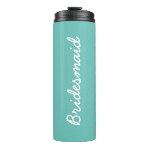 Bridesmaid Monograms Weddings Gift Favour Teal Blu Thermal Tumbler