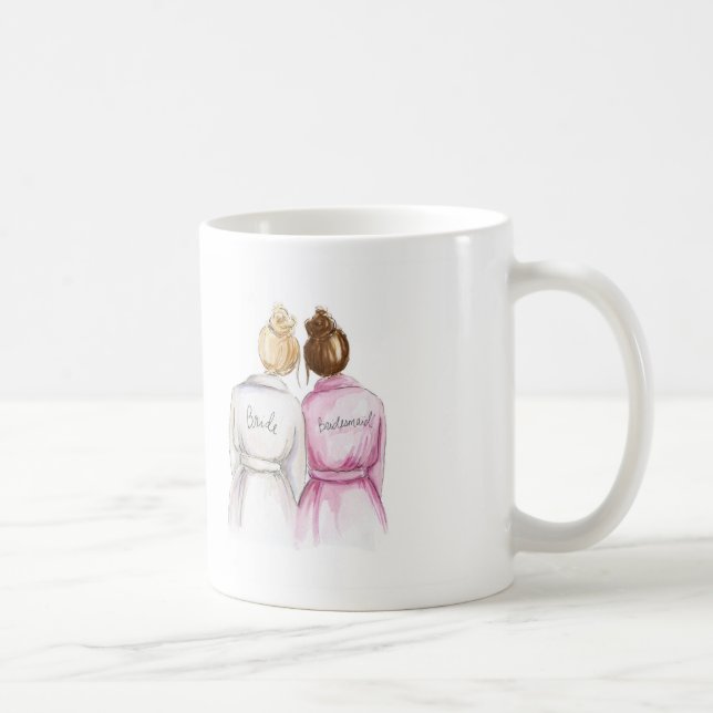 Bridesmaid? Mug Blonde Bun Bride Auburn Bun Bm (Right)