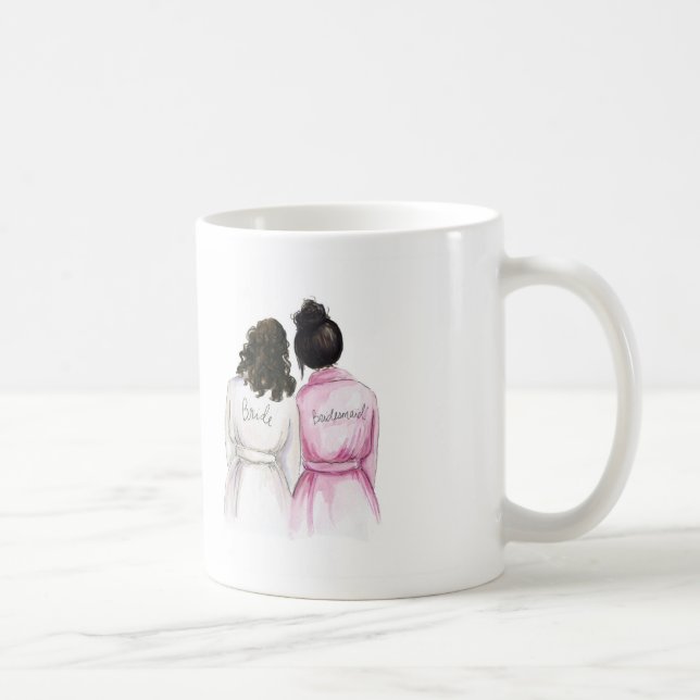 Bridesmaid? Mug Dk Br Curls Bride Bk Bun Maid (Right)