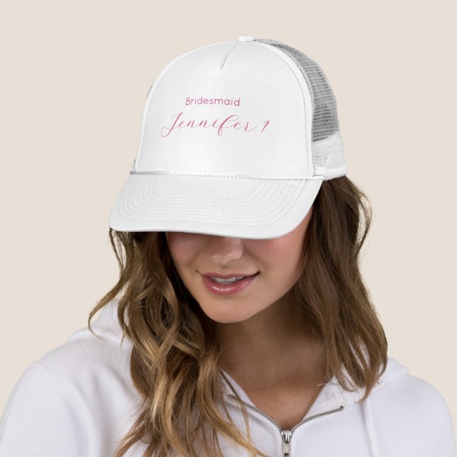 Bridesmaid Name 1 Typography  Trucker Hat (In Situ)