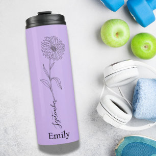 Bridesmaid Name Aster September Birth Flower Gift Thermal Tumbler